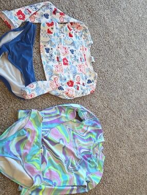 Place Kids Two-Piece Swim Set - Blue, White & Pastel Swirl